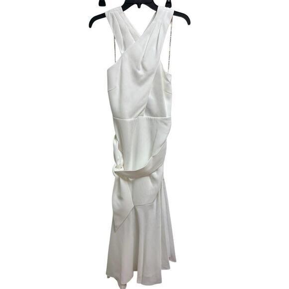 Sachin & Babi Naomi Dress Womens 8 Ivory Halter Ruched Belted Flounce NWT - Picture 4 of 5